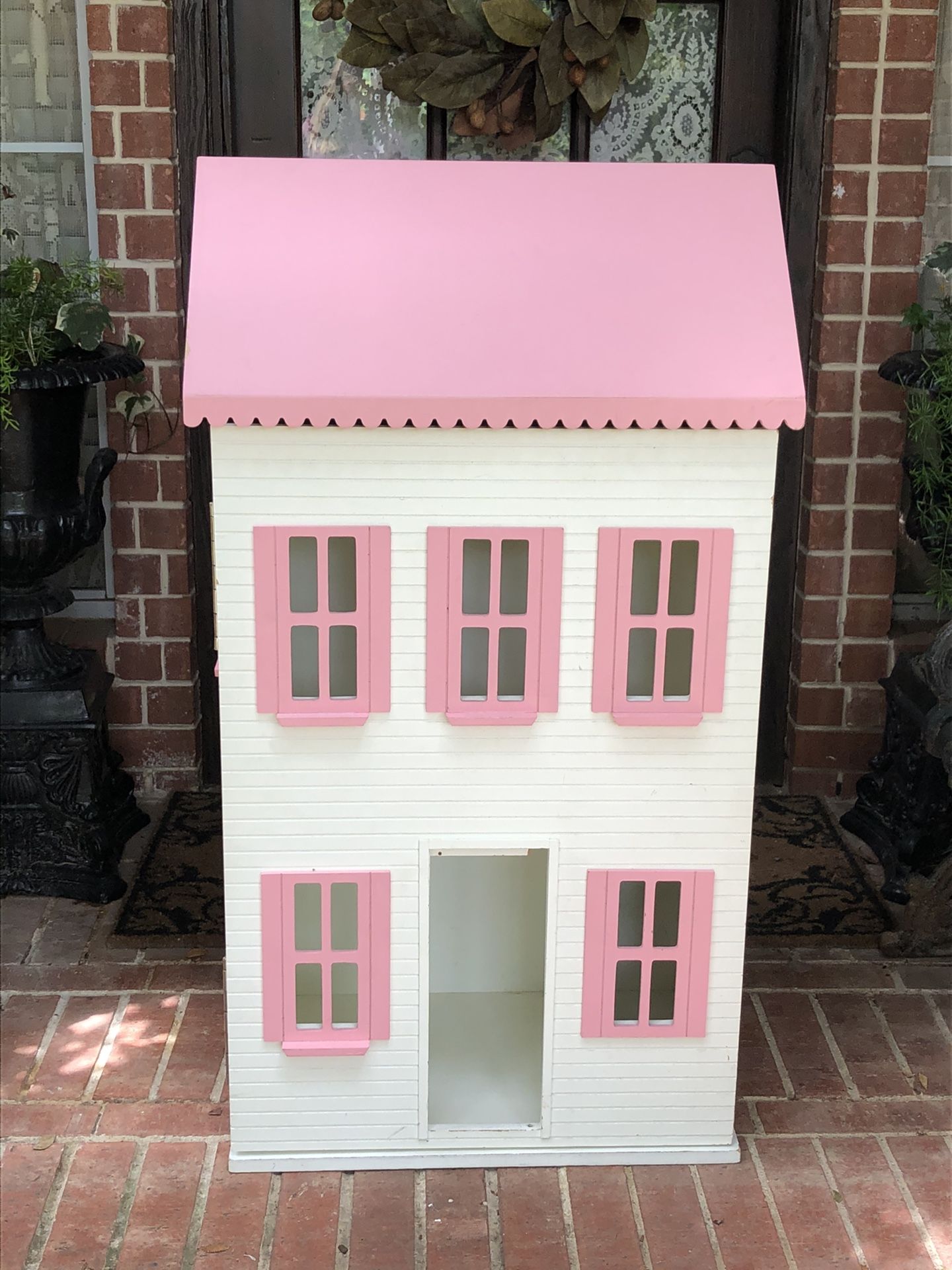 LARGE DOLLHOUSE Bookcase Storage pink white WOOD