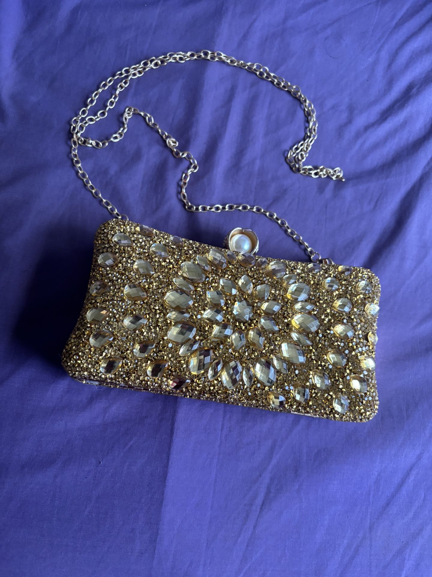  Gold Rhinestone Clutch Purse 