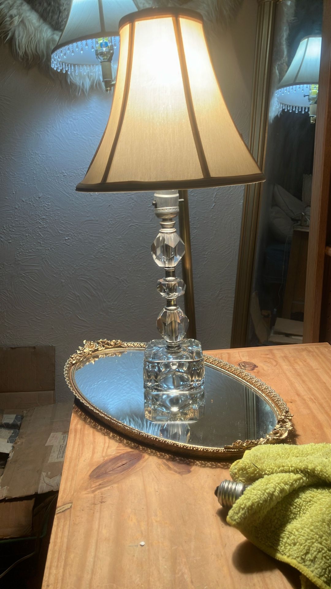Vintage Crystal Lamp w/shade