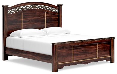 Ashley Glosmount Two-tone King Poster Bed with 2 Matching Nightstands