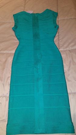 Herve leger authentic green Sydney scoop neck dress size xxs