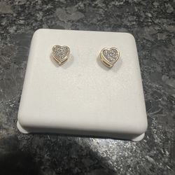 14k Gold Fill Heart Earrings - VVS CZ - Screw Backs