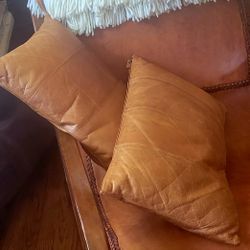 Brown Leather Accent Pillows