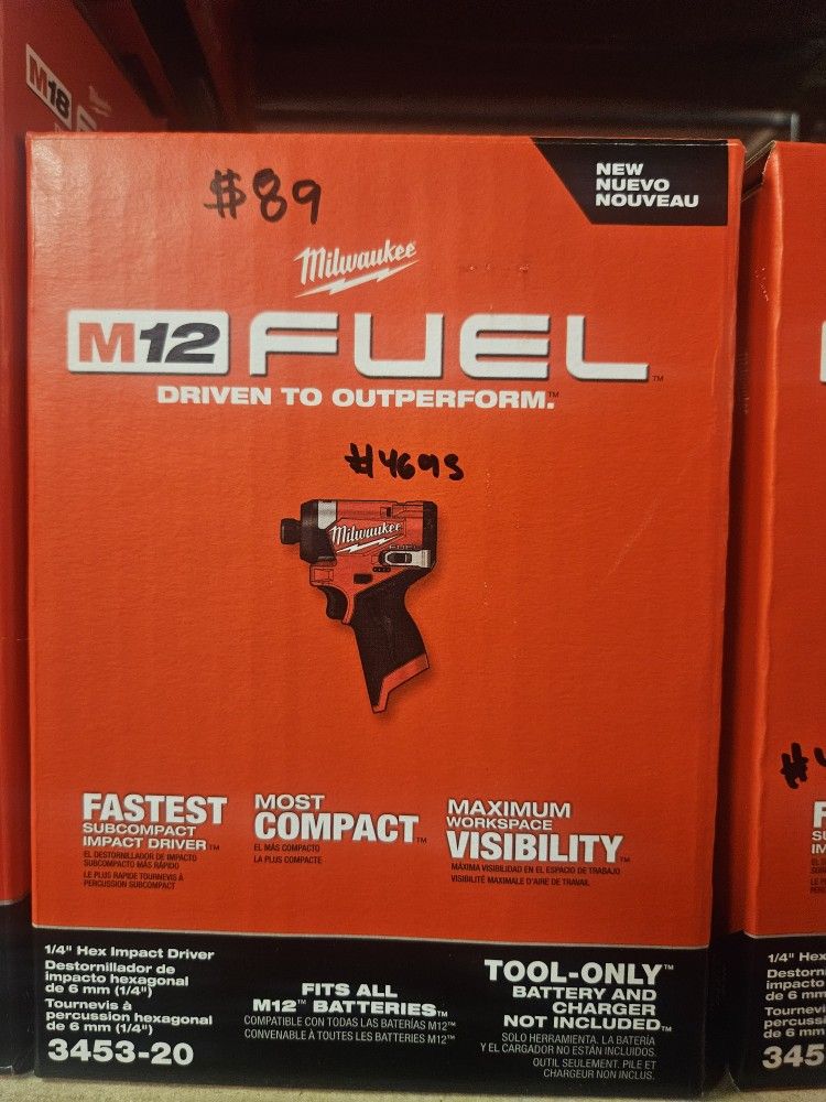 MilwaukeeM12 FUEL 12V Lithium Ion Brushless Cordless 1/4 in. Hex Impact Driver (Tool Only)