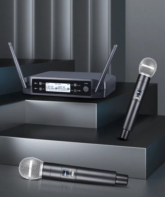 New In Box Dual Uhf Microphone Set For Band Dj Kj Karaoke Like Shure
