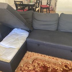Black Ikea Friheten Sleeper Sectional Sofa with Reversible L-Shape Storage Chaise