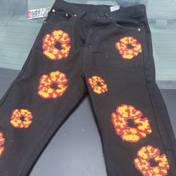 Denim tear pants and bape shirt