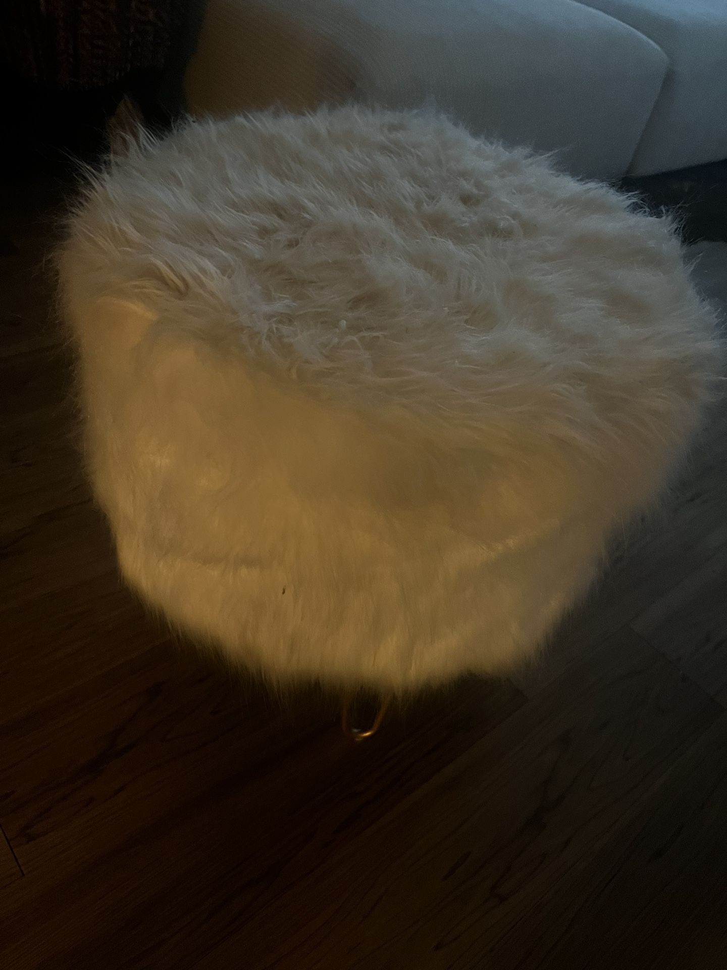 Off White Colour Furry Stool $50