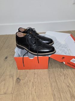 Deer Stags Black Wingtip Oxford Shoes (5 Boys)