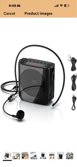 brand new in box! Voice Amplifier for Teachers Portable Microphone and Speaker, Black Personal Wired Microphone Headset and Speaker for Classroom, Tra