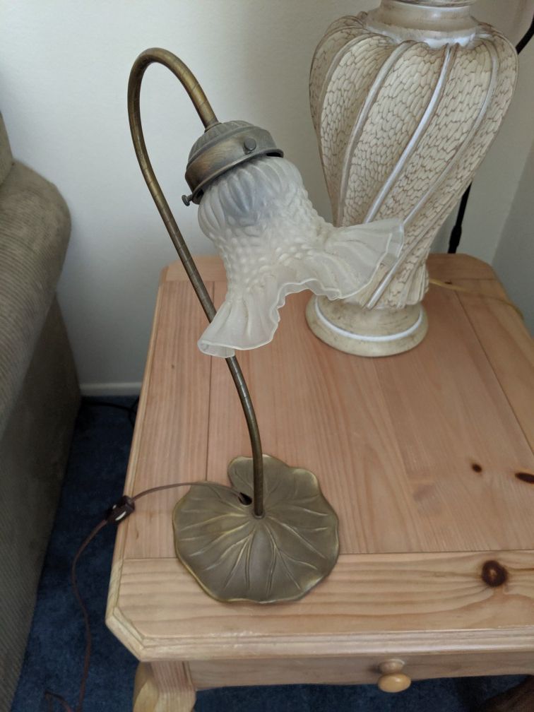 Antique Lamp with Lilly Pad Base