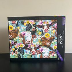 Brother Sister Design Studio Floral Cows Jigsaw Puzzle 1000pc Hobby Lobby 10+yrs