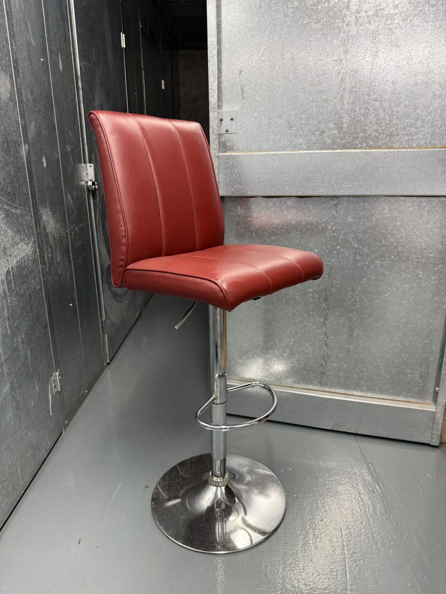 Dark Red Leather Bar Stools (2)