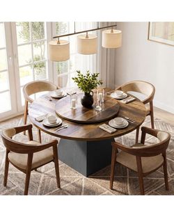 BYBLIGHT Roesler Brown/Black Round Dining Table w/ Lazy Susan | SaleSumo INSANE DEAL (FIRM)