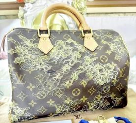 Louis Vuitton LV Luxury Floral Monogram Satchel in Brown and Tan