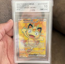 Pokémon Mega Meowth ex Perfect Order 107/088 Secret Rare Holo 2026 AGS 10