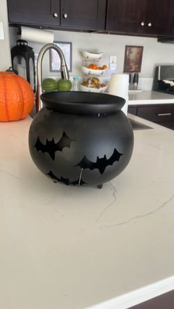 Halloween Black Cauldron with Bat Cutouts