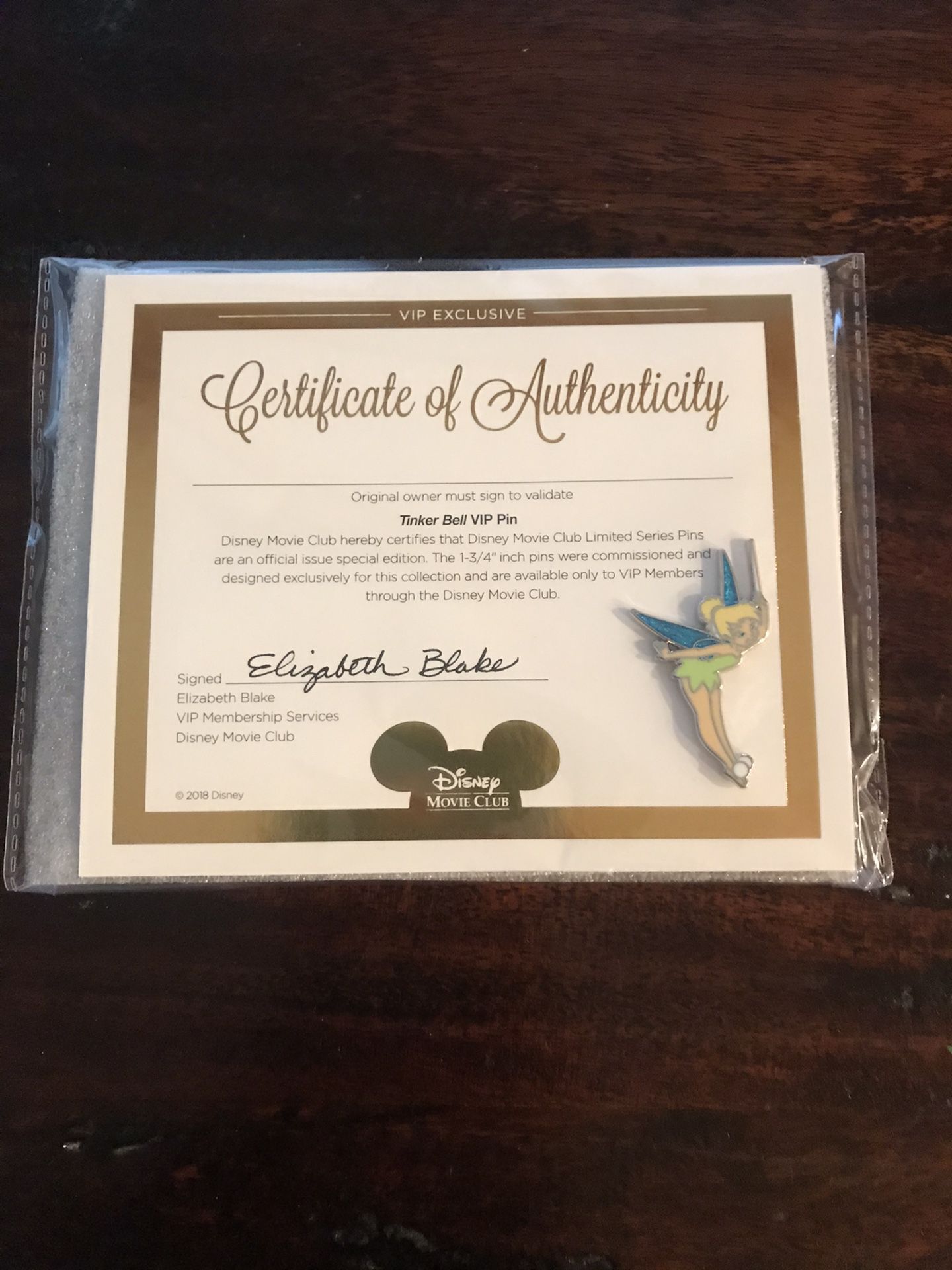 New Disney’s Tinkerbell DMC Limited Edition Trading Pin & Certificate