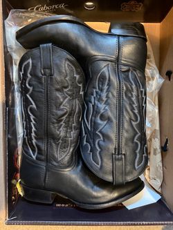 Caborca Black Leather Cowboy Boots