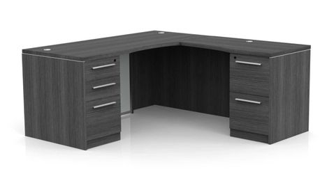 L-SHAPE DESK 66X72 WITH GLASS MODESTY PANEL -GREY