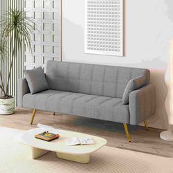 73.6 Gray Fabric Multifunctional Double Folding Sofa Bed for Office