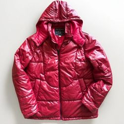 TRUE RELIGION #103122 Men's Medium Quilted Puffer Jacket Shiny Red