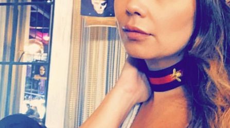 Red and Blue choker/ necklace with bee GG