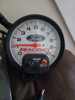 Vintage  5-inch Ford racing analog tachometer  with white face