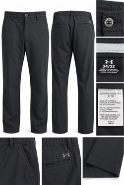 Under Armour Golf Pants Men's 34x32 Black Stretch Performance Flat Front