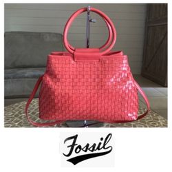 Fossil Woven Leather Crossbody Bag/Satchel Purse