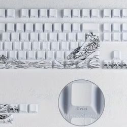 Fynmi Ukiyo e Art Theme Cherries Profile PBT Keycaps 127Key for Mechanical Key