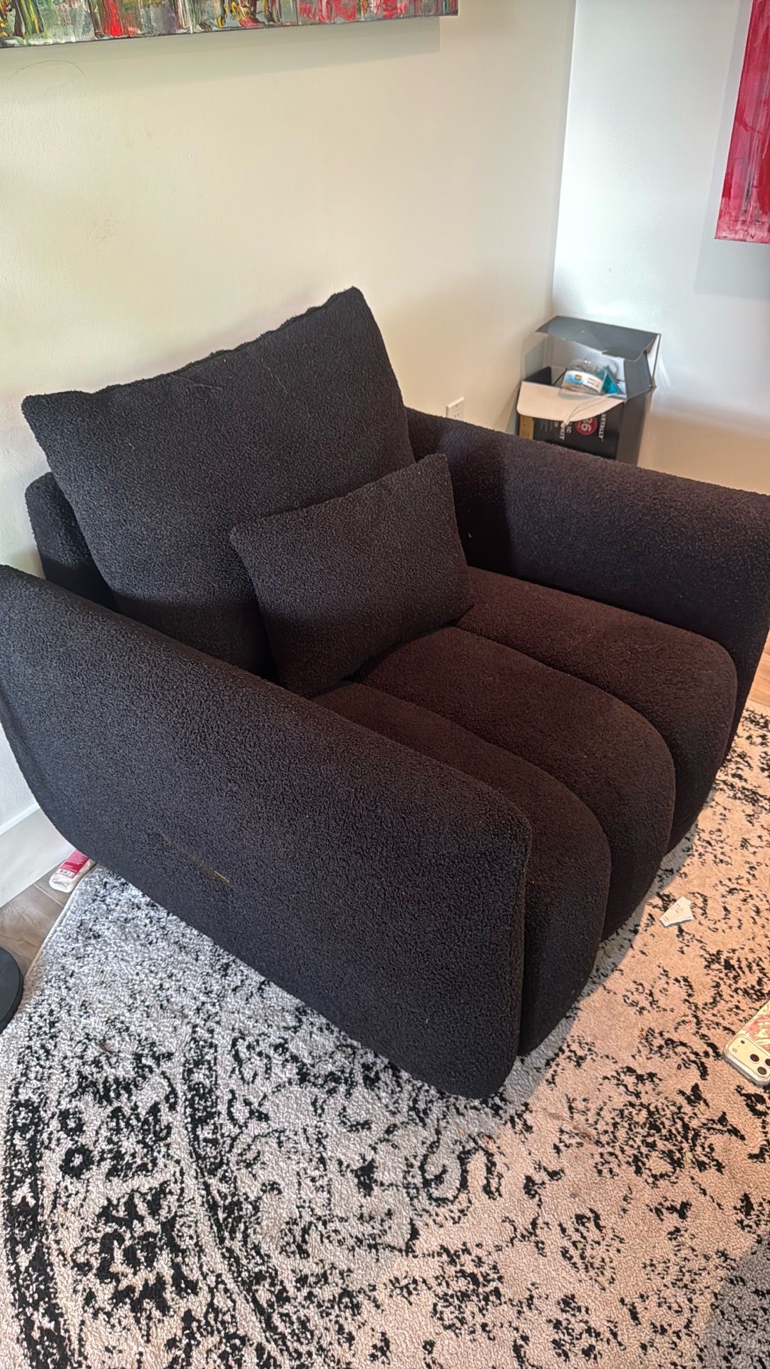 Modern black Boucle Accent chair