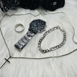 watch, ring, bracelet and necklace set