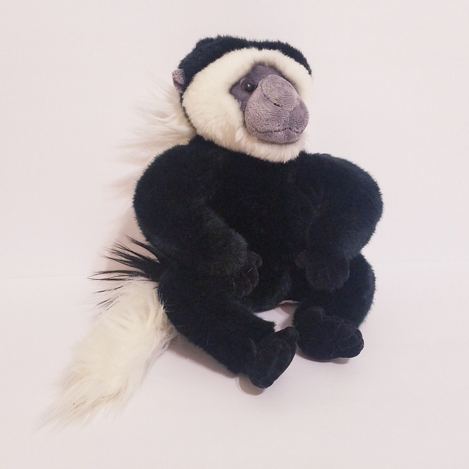 Aurora COLOBUS Monkey Black & White Plush 12" Stuffed Animal Toy Gray Chimp Ape