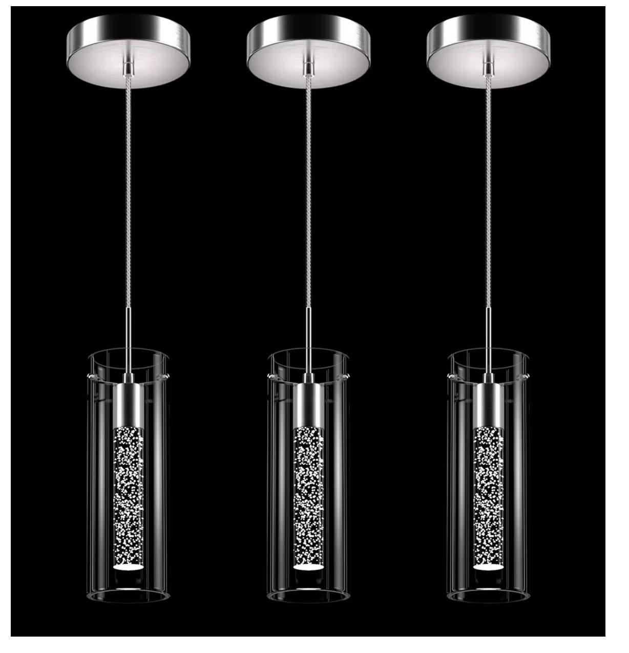 Pendant Ceiling Light Fixture, LED Kitchen Lighting Crystal Pendant Lights Kitchen Island, 1-Light Integrated Kitchen Hanging Light Fixture Modern Isl