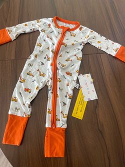 Baby Zip-Up Romper Construction Print