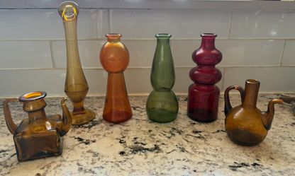 A bundle of vintage and MCM vases, bottles - 5 pieces - Make offer 