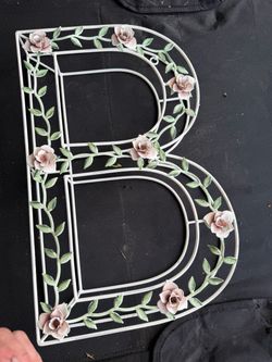 Decorative Metal Letter B with Floral Design