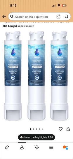 EPTWFU01 Water Filter Replacement, Compatible with Frigidaire EPTWFU01, Pure Source Ultra II, EWF02