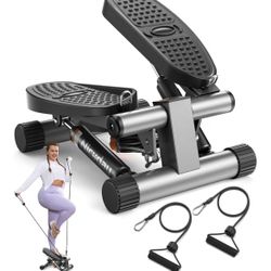 Niceday Steppers for Exercise, Stair Stepper with Resistance Bands, Mini Stepper with 300LBS Loading Capacity, Hydraulic Fitness Stepper with LCD Moni