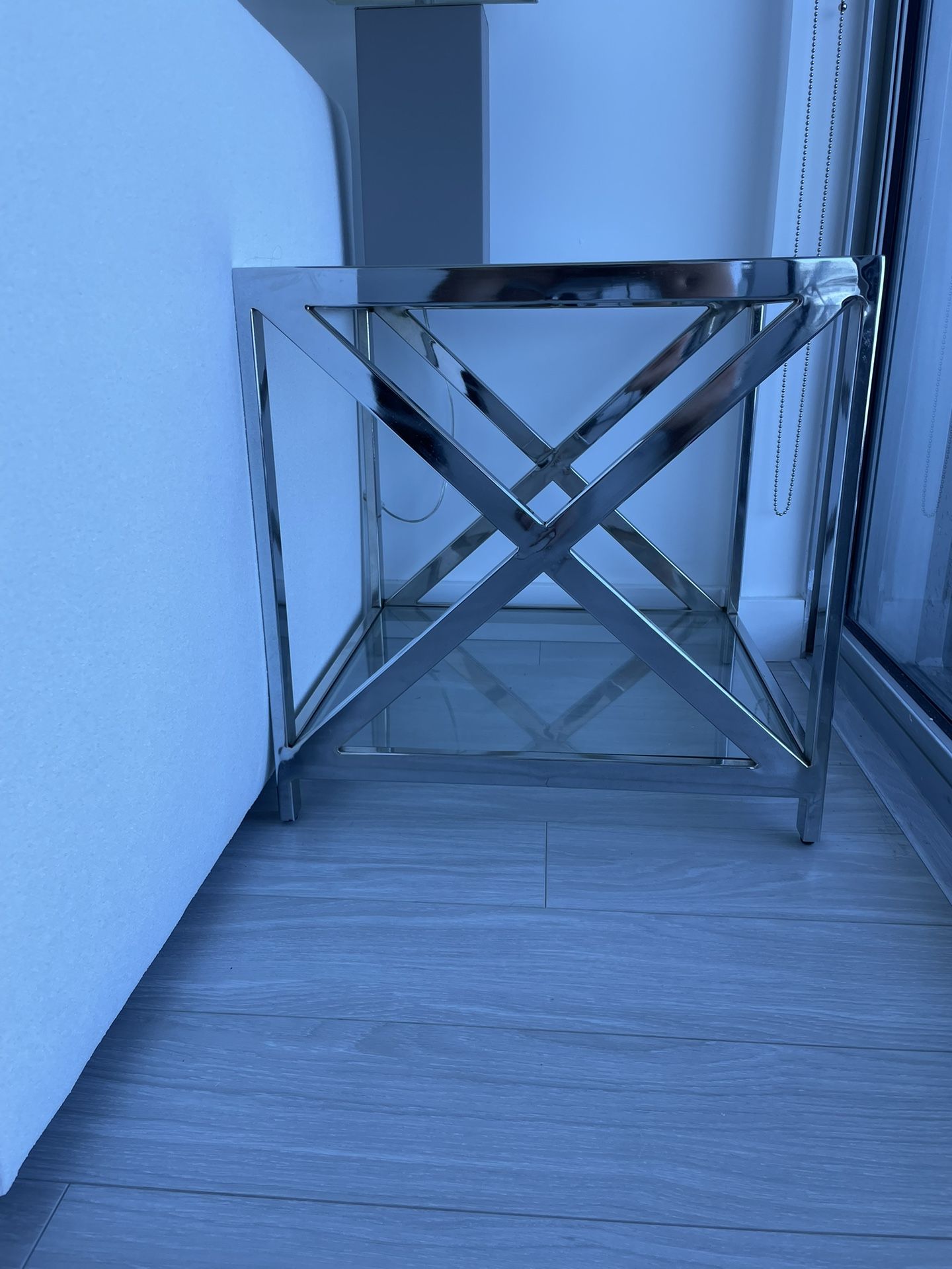 Glass End Table With Chrome Legs