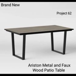 Brand New Ariston Metal  And Faux Wood Patio Table