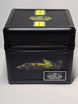 Invicta Racing 1-Slot Aluminum Watch Box, Black, Yellow (IPM645-BLK)