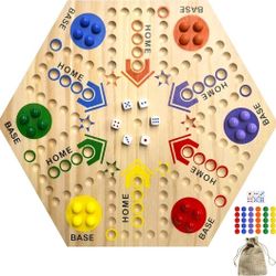 Wahoo Marble Board Game, Aggravation Board Game,  Wooden Board Game Double Sided