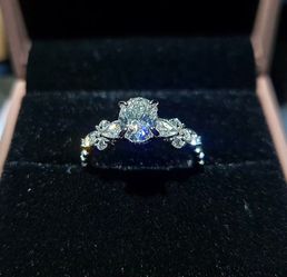 1.2 Carat Oval Cut Moissanite Ring, 18k White Gold Plated (Passes Diamond Tester)