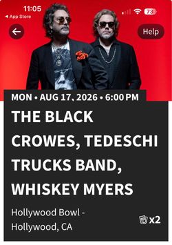 2 tickets  The Black Crows