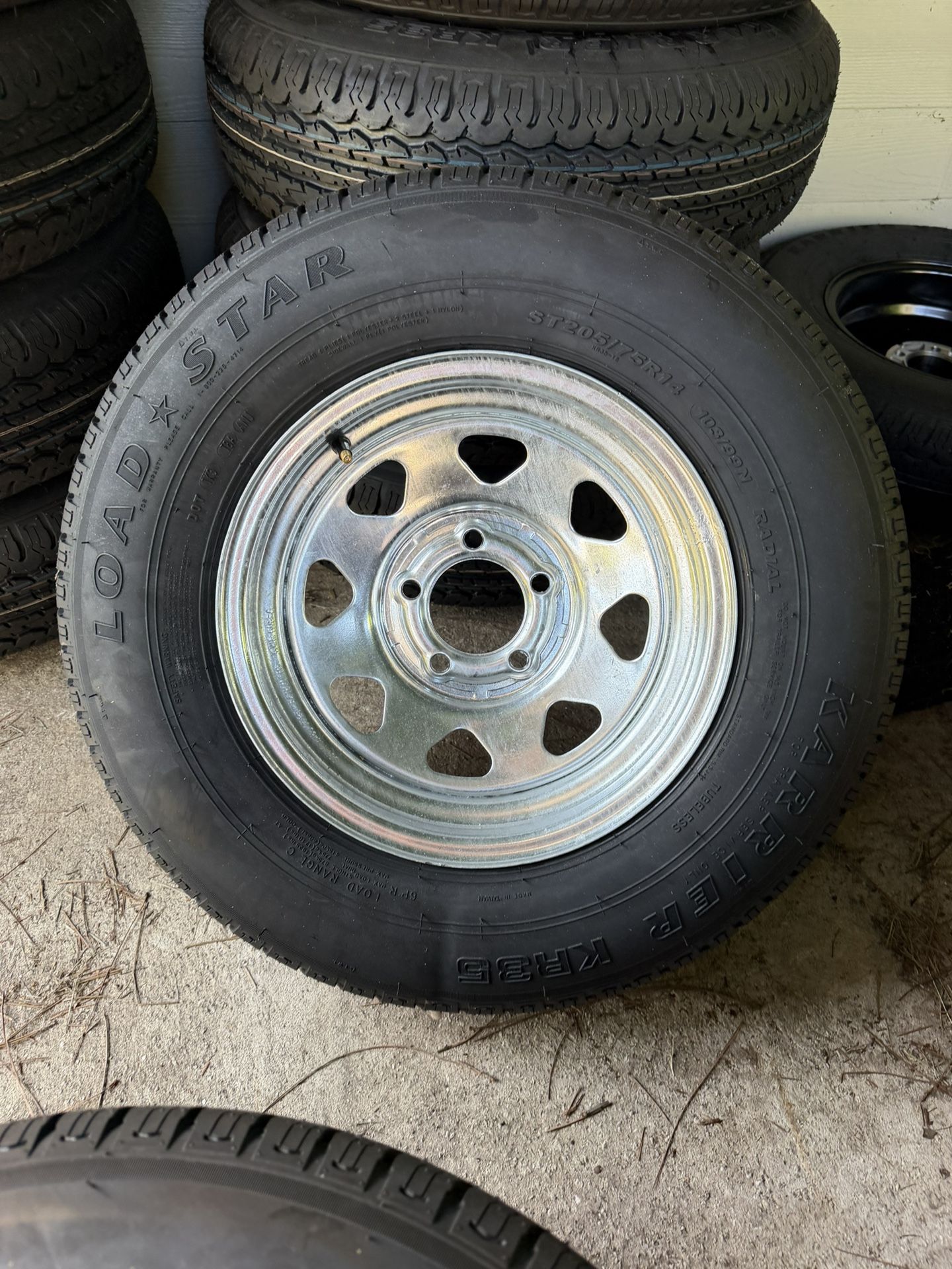 New 205-75-14inch Trailer Tires With Galvanized Rims. 30-day Special.