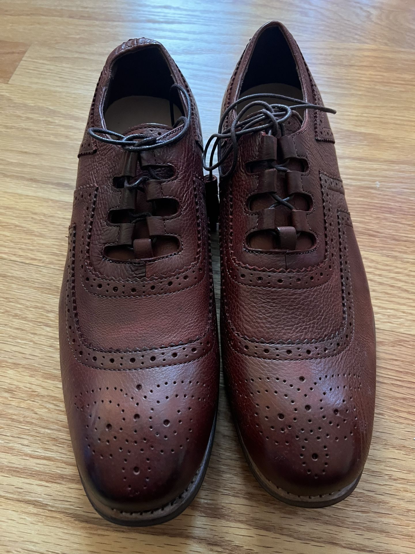 New Church's Royal Tweed England Brown Leather Wingtip Shoes Men's