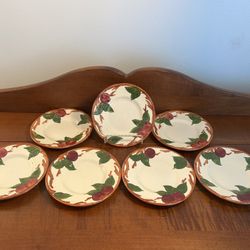 Set of 7 Vintage Franciscan Apple Bread & Butter / Dessert Plates - just under 6.25” diameter 