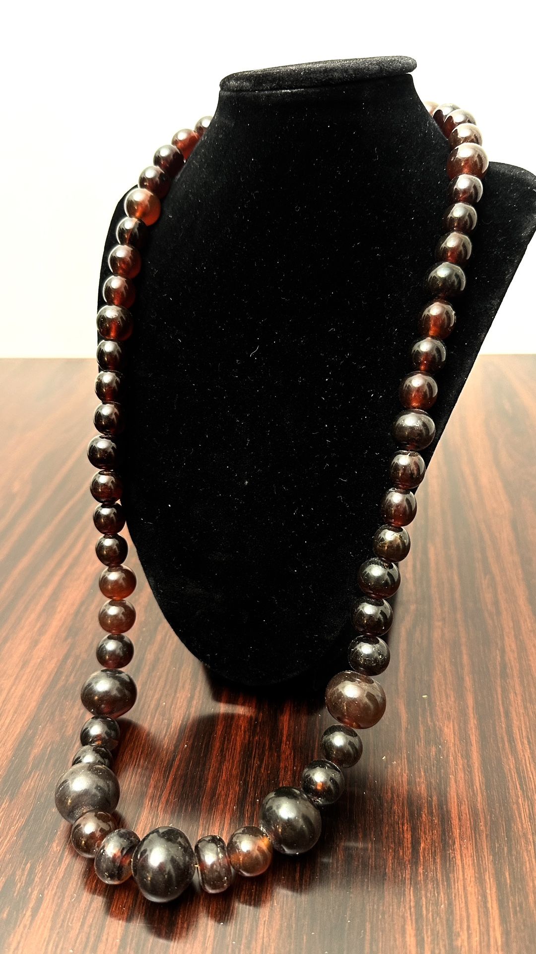 Unique Natural Dark Red Amber Necklace 81g Beaded